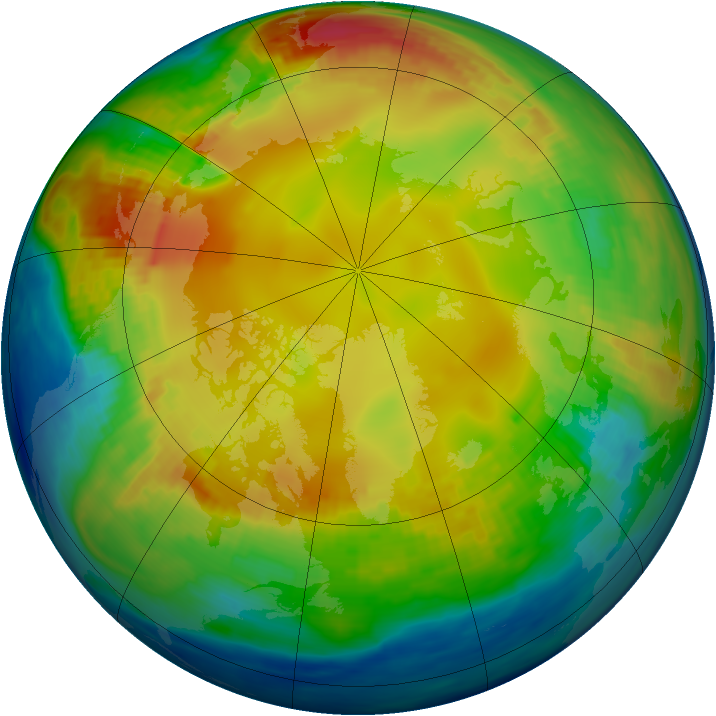Arctic ozone map for 24 January 1988